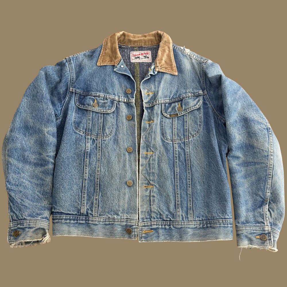 Vintage 1970s Lee Storm Rider Denim Jacket Union Made USA Blanket Lined 23x25
